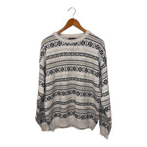 Roundtree & Yorke Gray Patterned Crewneck Sweater